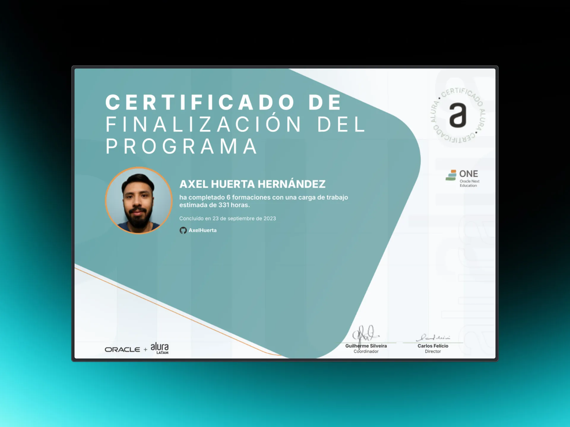 Certificado de Curso: Oracle Next Education F2 T5 Back-end de Alura Latam